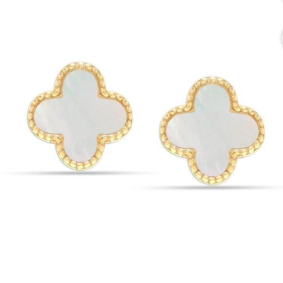 COPY - Rachel Zoe | Clover Stud Earring W/ Pearl Back NEW - Picture 2 of 5